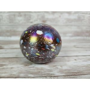 Tom St Clair 1994 Studio Glass Iridescent Speckle Abstract Paperweight Galaxy 3"